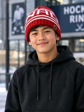Wind River Kids Canada Knit Winter Toque Beanie Red White NEW